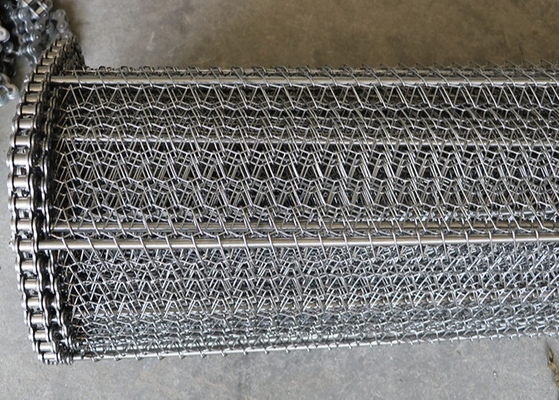 Aisi 304 Spiral Chain Link Conveyor Belt For Dry Nuts Roasting Machine