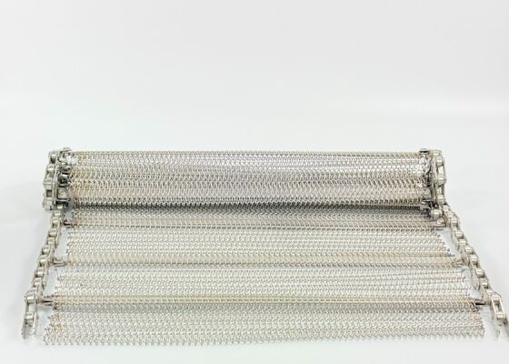 কনভেয়র, খাদ্য গ্রেড সবজি পরিষ্কার করার কনভেয়র বেল্টের জন্য স্টেইনলেস স্টিল ব্যালেন্সড বোনা তারের জাল বেল্ট