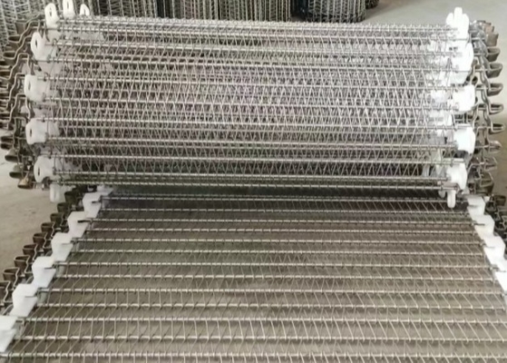 400mm প্রস্থ Sus304 স্পাইরাল মেশ বেল্ট মিট ফ্রিজ প্রসেসিং